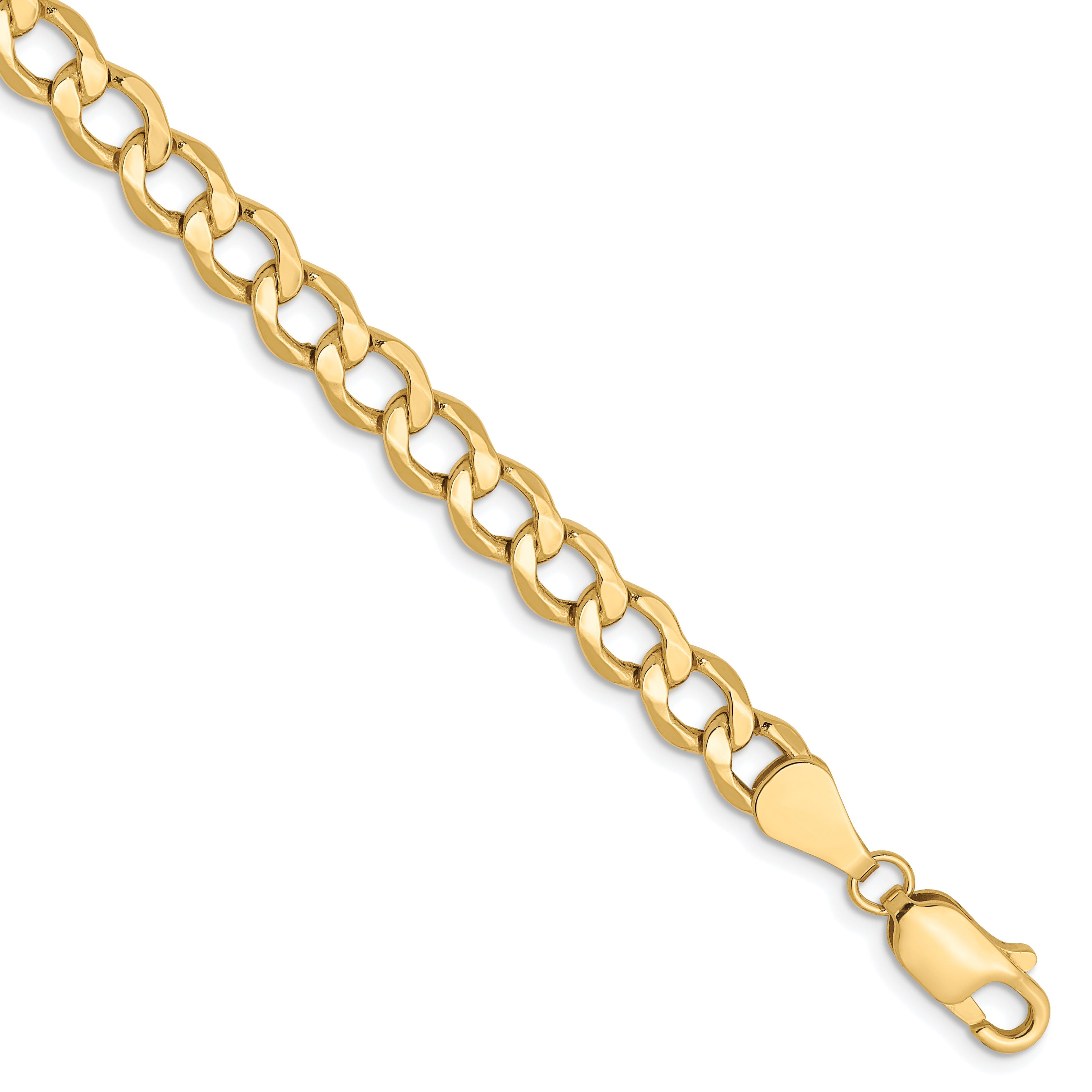 7 Inch 10K 5.25mm Semi-Solid Curb Chain Bracelet