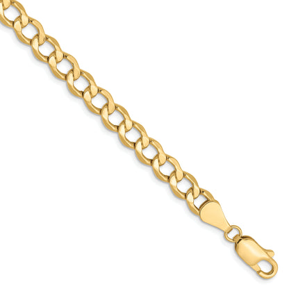 8 Inch 10K 5.25mm Semi-Solid Curb Chain Bracelet