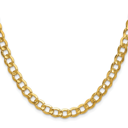 20 Inch 10K 6.5mm Semi-Solid Curb Chain Necklace