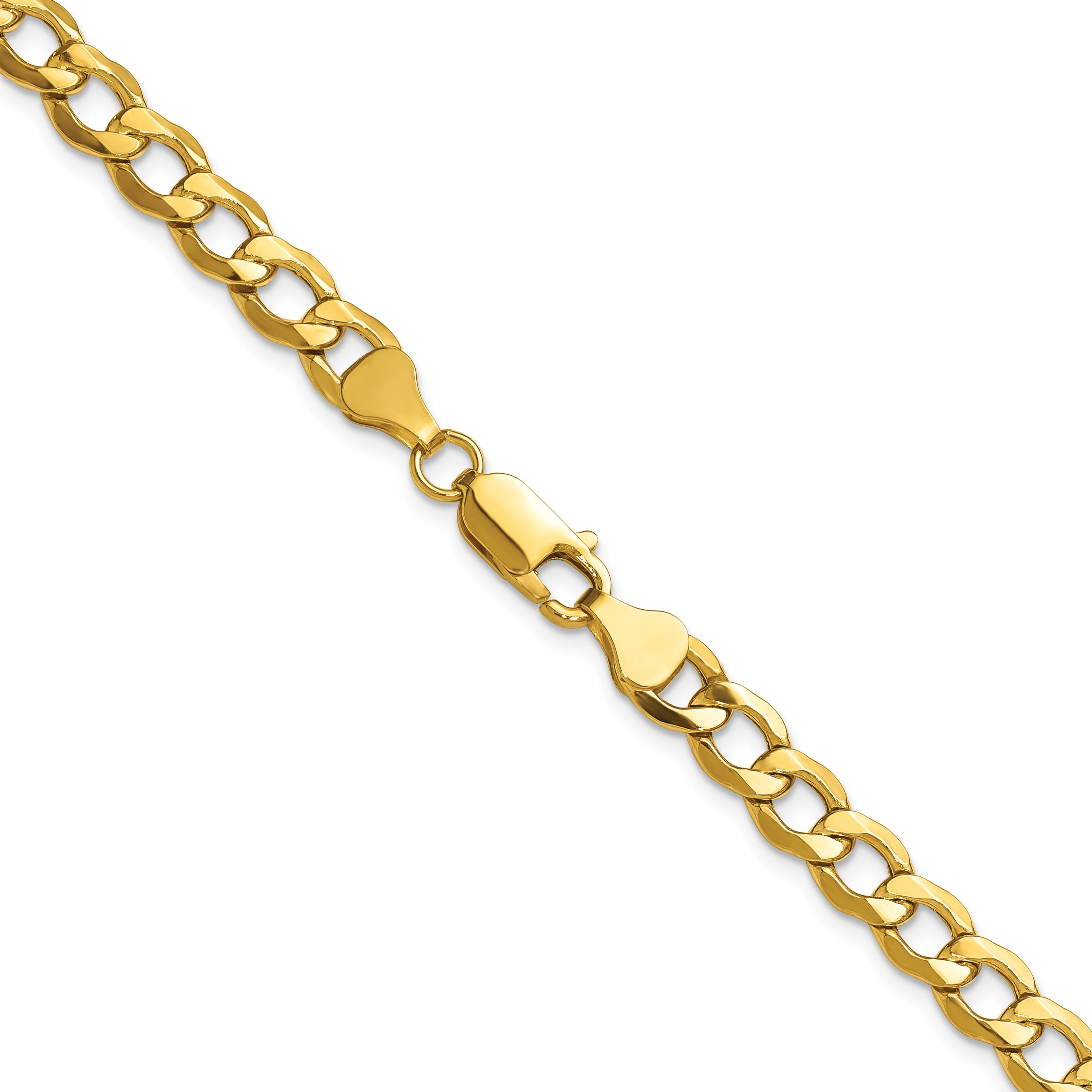 26 Inch 10K Yellow Gold 6.5mm Semi Solid Curb Chain Necklace