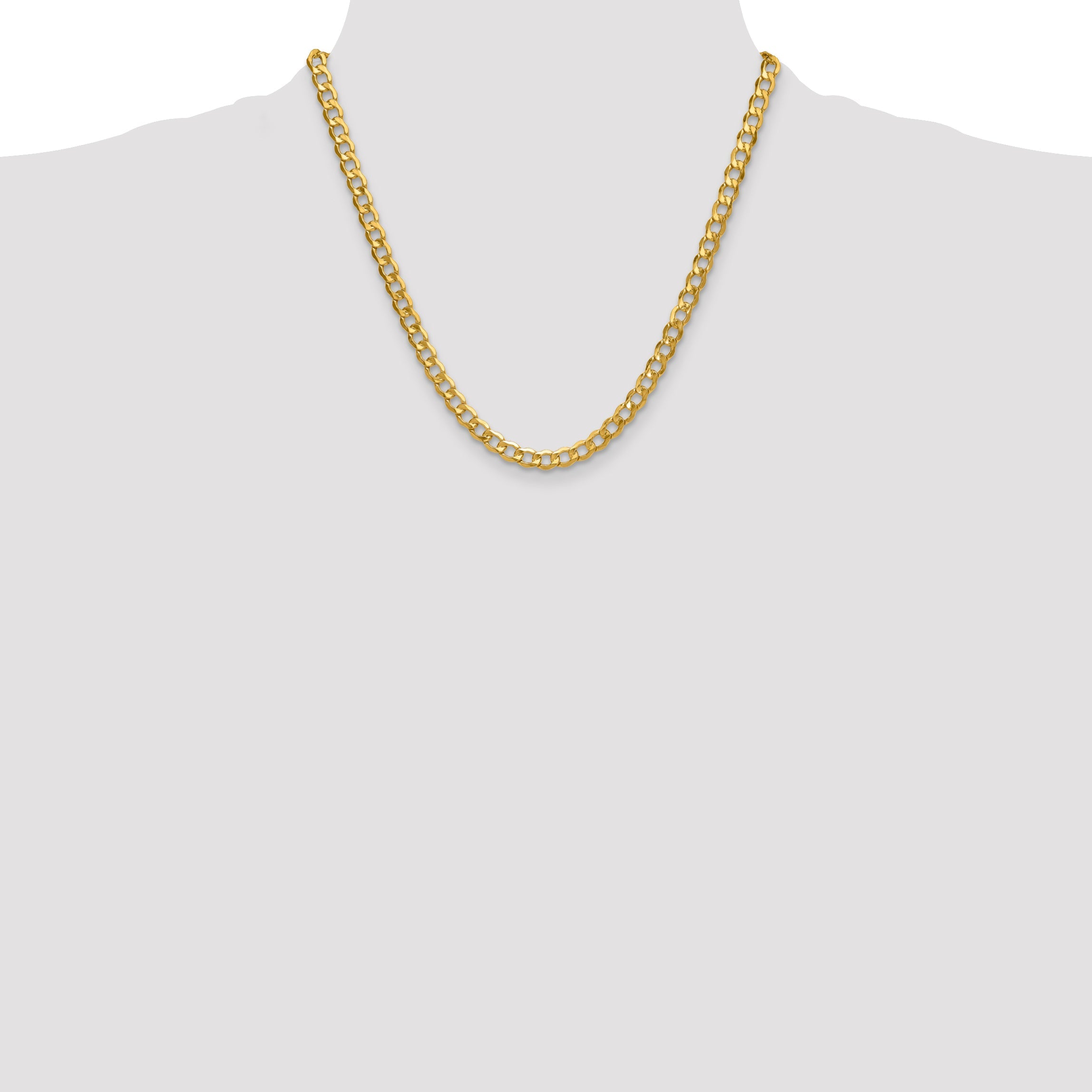 20 Inch 10K 6.5mm Semi-Solid Curb Chain Necklace