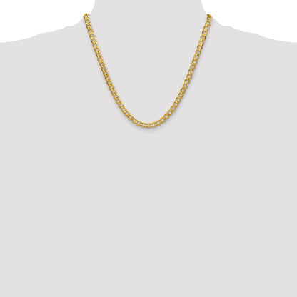20 Inch 10K 6.5mm Semi-Solid Curb Chain Necklace