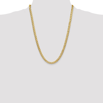 24 Inch 10K 6.5mm Semi-Solid Curb Chain Necklace