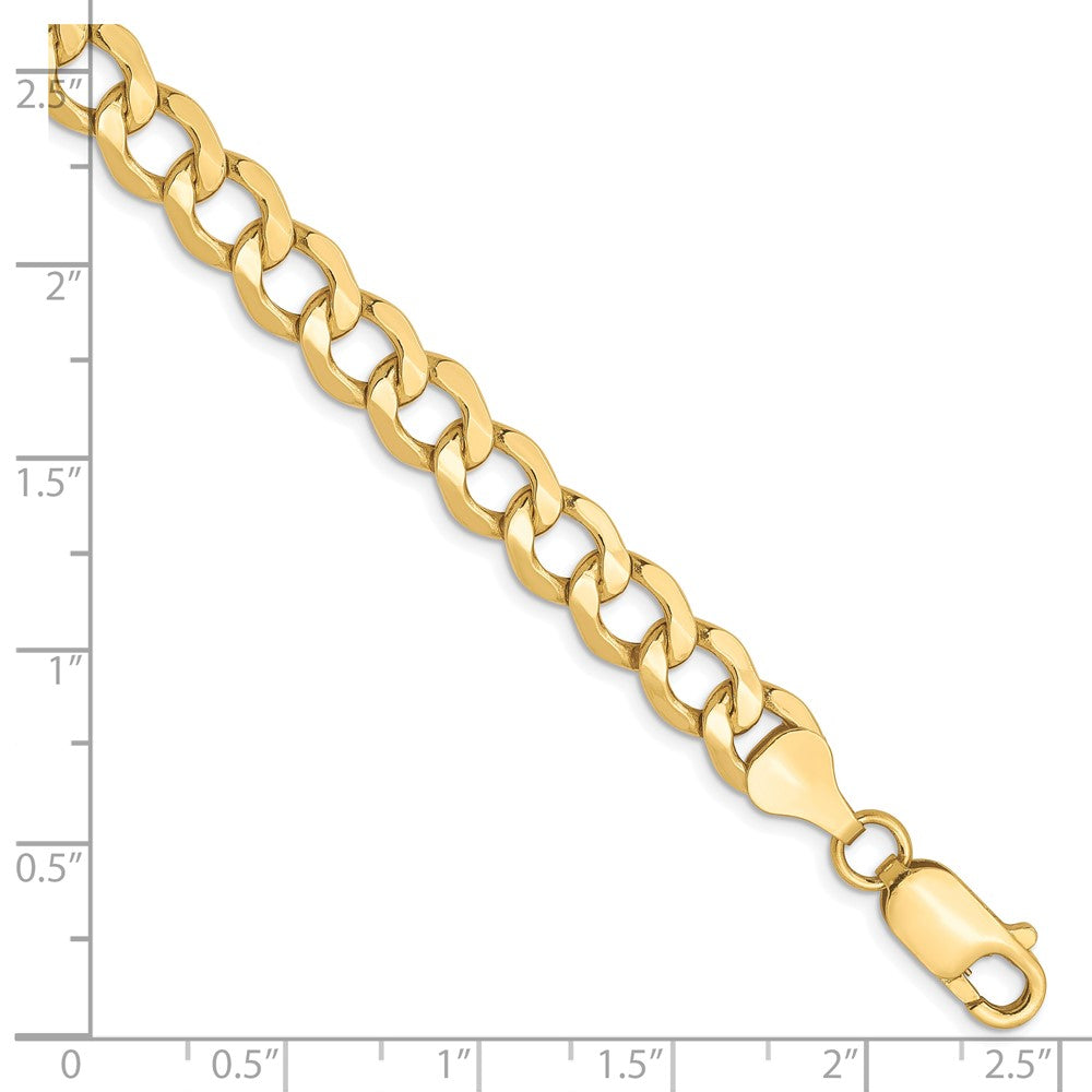 8 Inch 10K 6.5mm Semi-Solid Curb Chain Bracelet