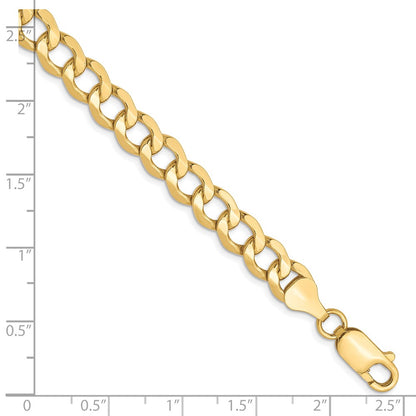 8 Inch 10K 6.5mm Semi-Solid Curb Chain Bracelet
