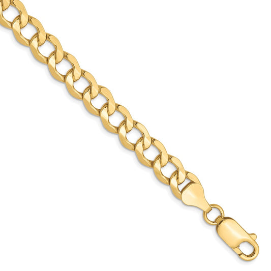 7 Inch 10K 6.5mm Semi-Solid Curb Chain Bracelet