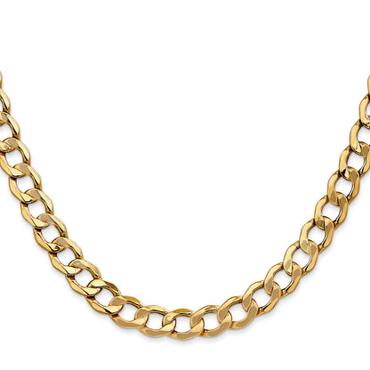 20 Inch 10K 7mm Semi-Solid Curb Chain Necklace