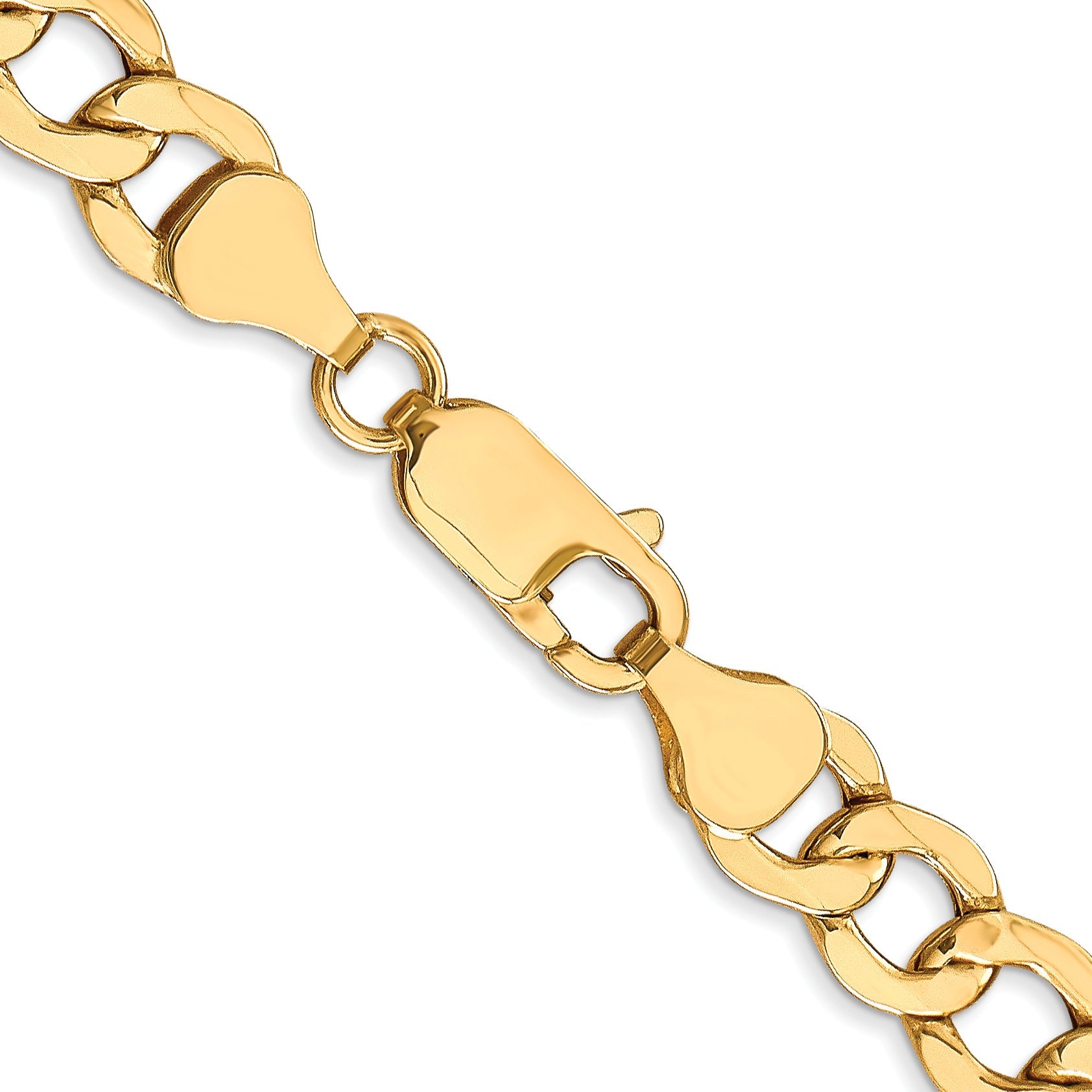 20 Inch 10K 7mm Semi-Solid Curb Chain Necklace