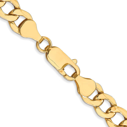 20 Inch 10K 7mm Semi-Solid Curb Chain Necklace