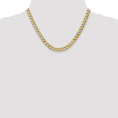 18 Inch 10K 7mm Semi-Solid Curb Chain Necklace