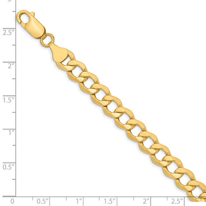 8 Inch 10K 7mm Semi-Solid Curb Chain Bracelet