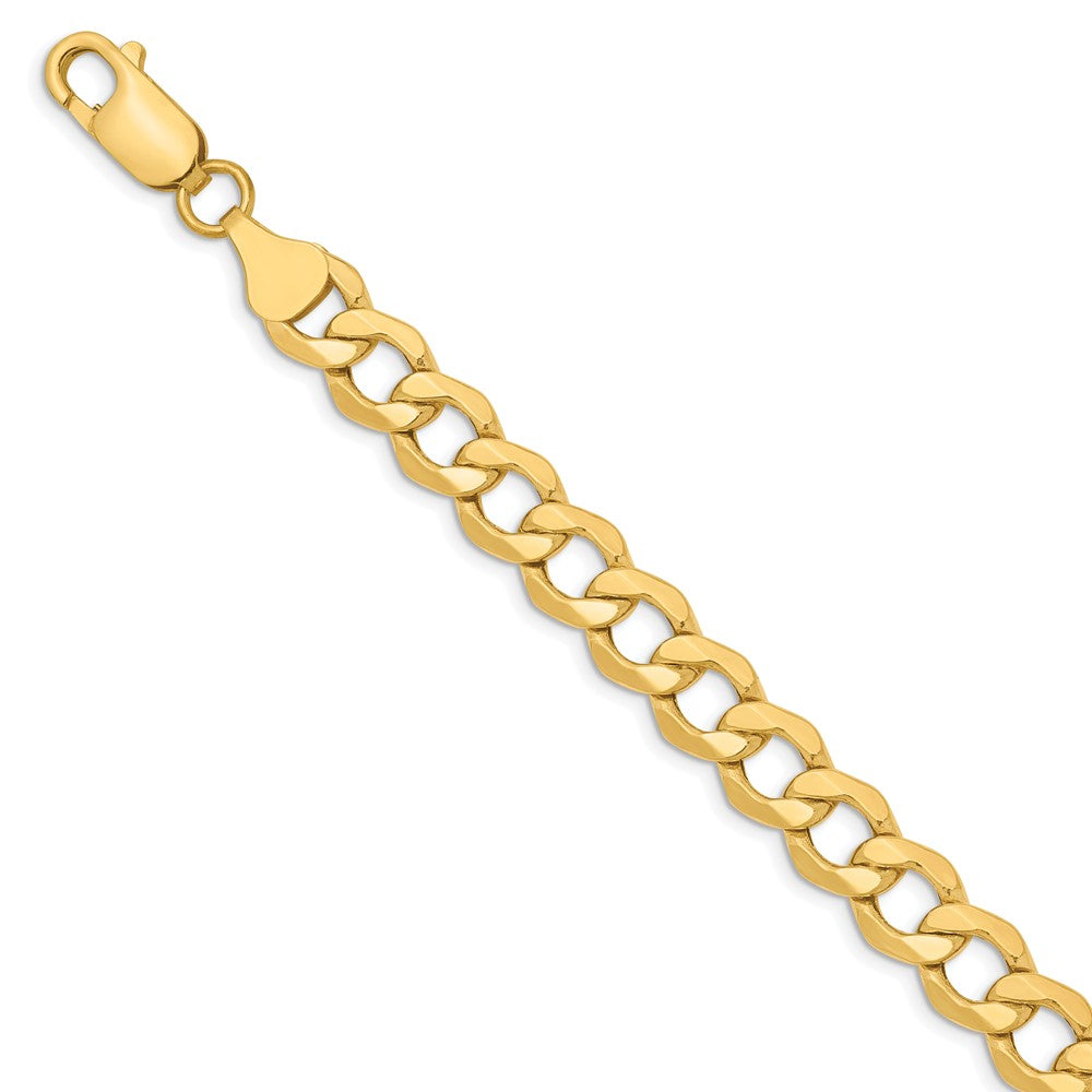 8 Inch 10K 7mm Semi-Solid Curb Chain Bracelet