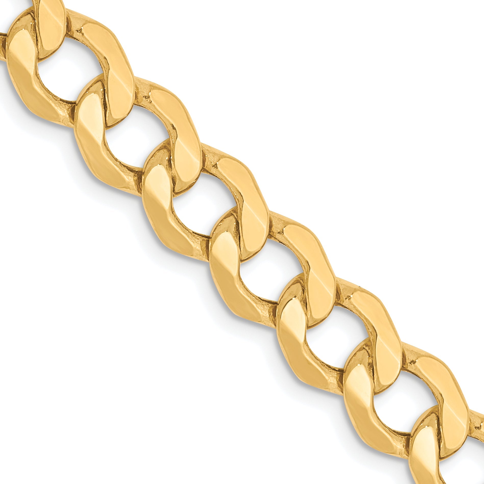 20 Inch 10K 7mm Semi-Solid Curb Chain Necklace