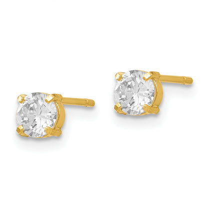 14K Yellow Gold Cz Stud 4.0mm Earrings