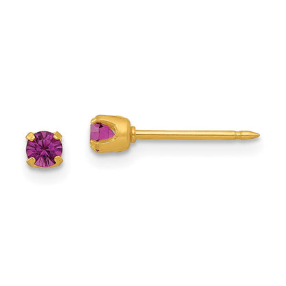 Fashion Inverness 24K Plated February Purple Crystal Birthstone Earrings