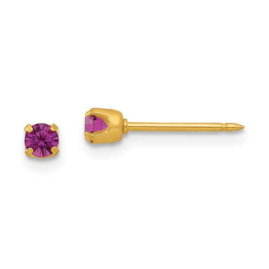 Fashion Inverness 24K Plated February Purple Crystal Birthstone Earrings