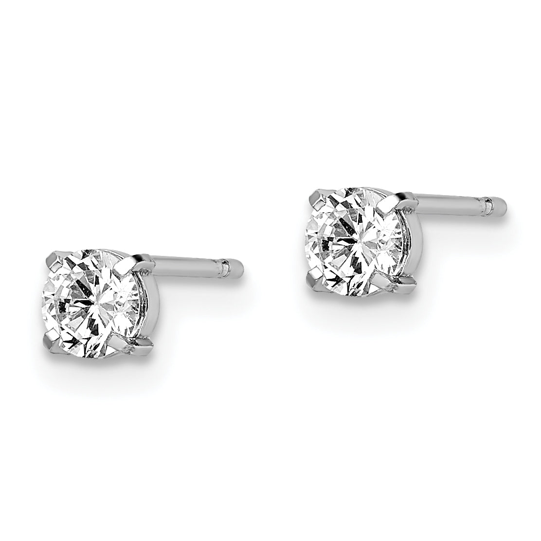 14K White Gold Cz Stud 4.0mm Earrings