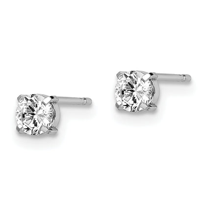 14K White Gold Cz Stud 4.0mm Earrings