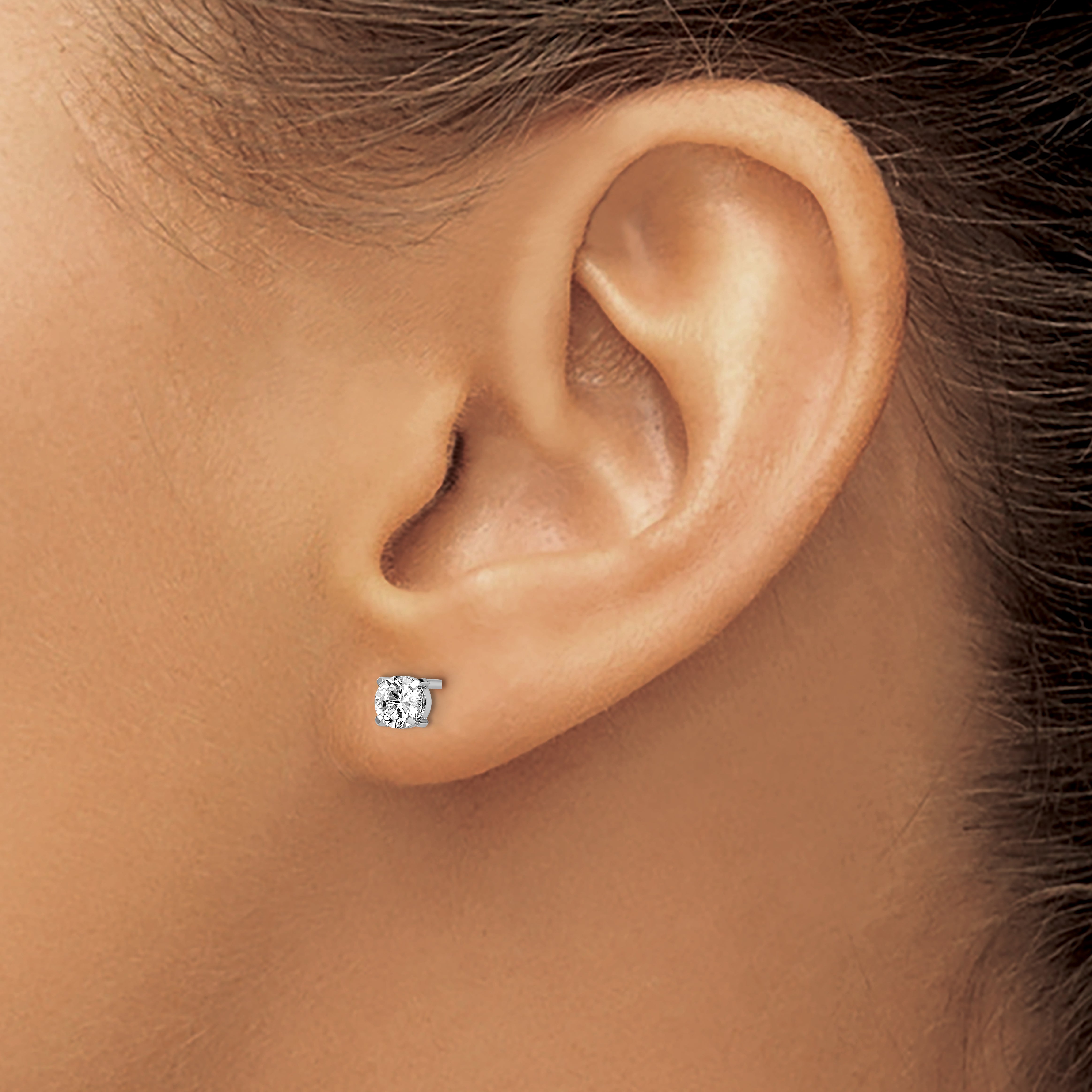 14K White Gold Cz Stud 4.0mm Earrings