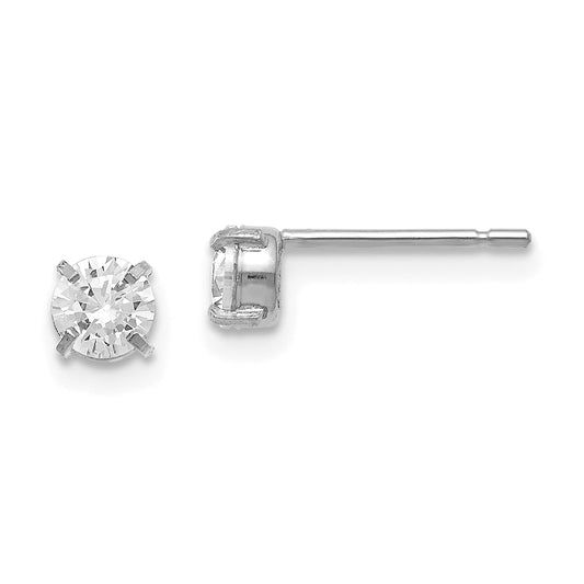 14K White Gold Cz Stud 4.0mm Earrings