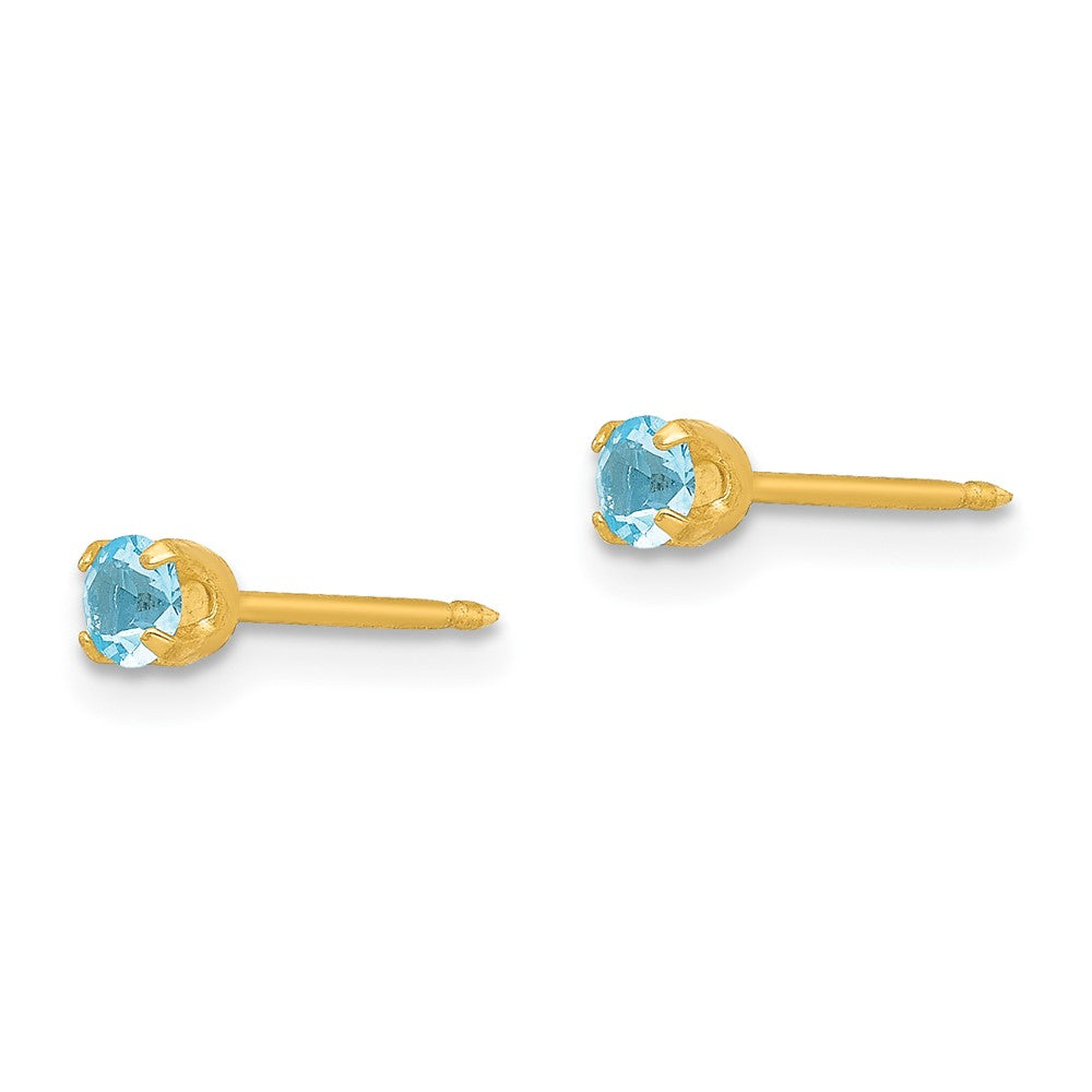 Fashion Inverness 24K Plated March Lt Blue Crystal Birthstone Earrings