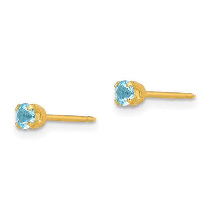 Fashion Inverness 24K Plated March Lt Blue Crystal Birthstone Earrings