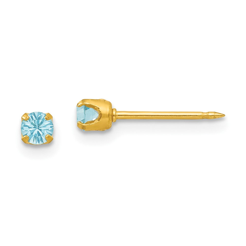 Fashion Inverness 24K Plated March Lt Blue Crystal Birthstone Earrings