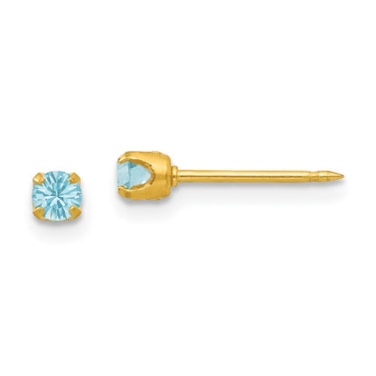 Fashion Inverness 24K Plated March Lt Blue Crystal Birthstone Earrings