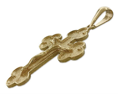 14K Gold Eastern Orthodox Crucifix Pendant