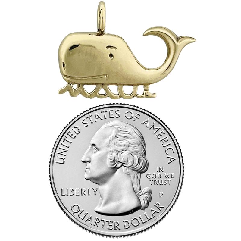 14K Gold Maui Whale Slide Pendant