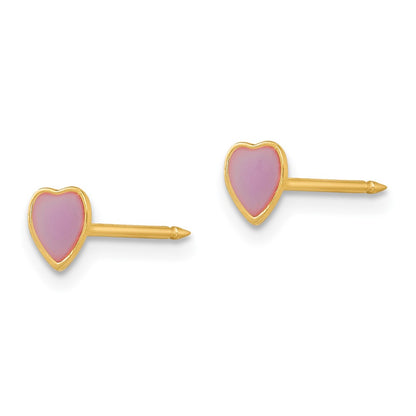 14K Yellow Gold Inverness Epoxy Fill Purple Heart Earrings