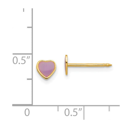 14K Yellow Gold Inverness Epoxy Fill Purple Heart Earrings