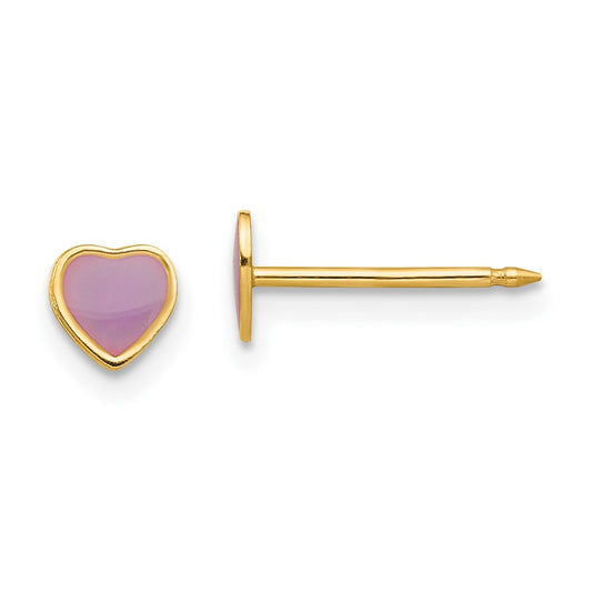 14K Yellow Gold Inverness Epoxy Fill Purple Heart Earrings
