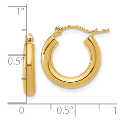 14K Yellow Gold Polished Hoop Earrings