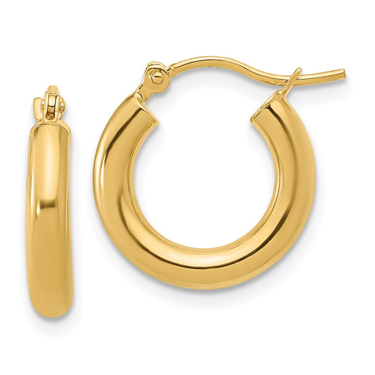 14K Yellow Gold Polished Hoop Earrings