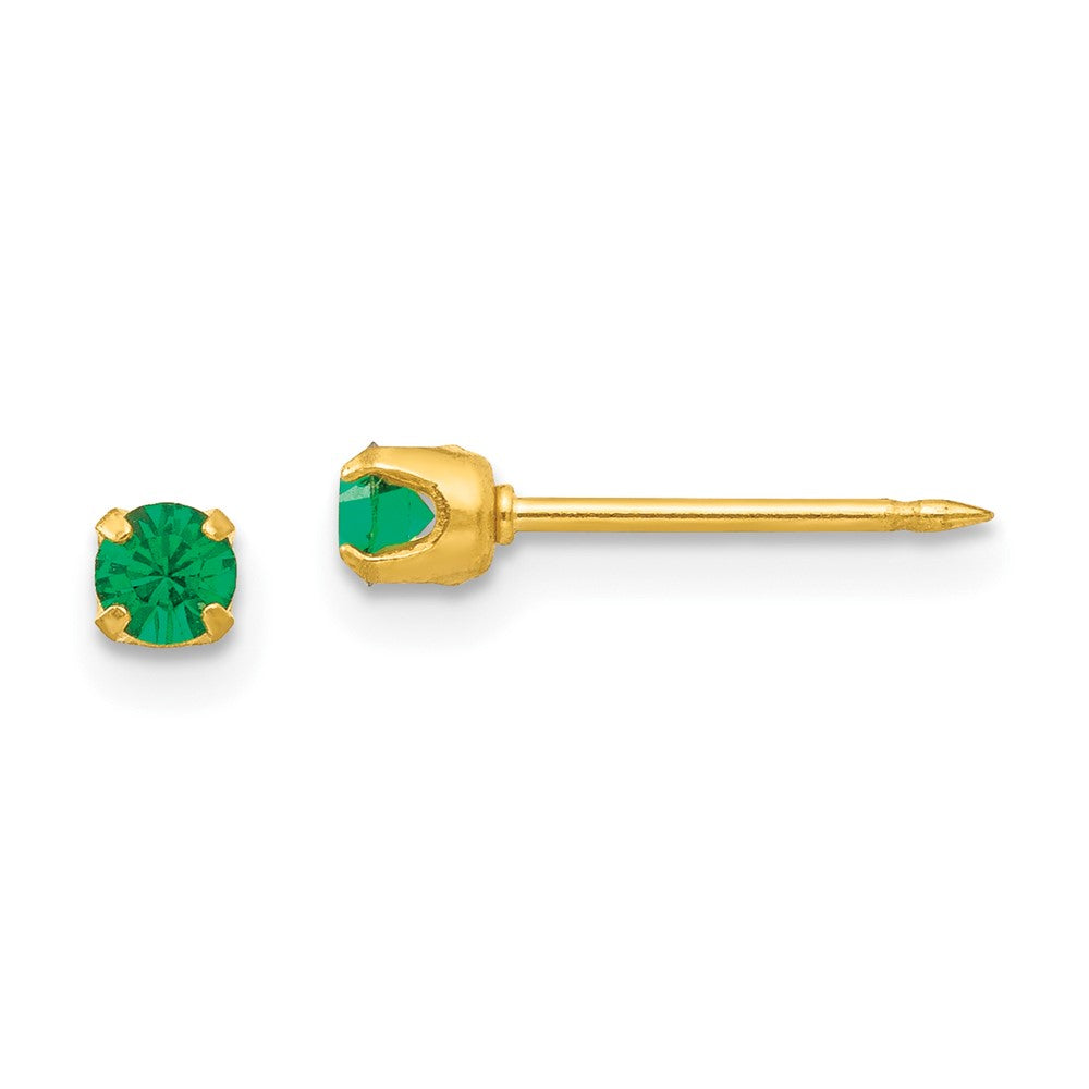 Fashion Inverness 24K Plated May Green Crystal Birthstone Earrings