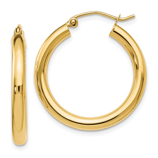 14K Yellow Gold Polished Hoop Earrings