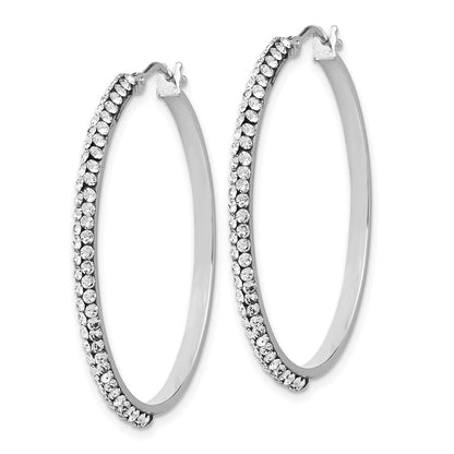 14K Yellow & Rhodium W/Wht Rh-Plating Crystals From Swarovski Hoop Earrings