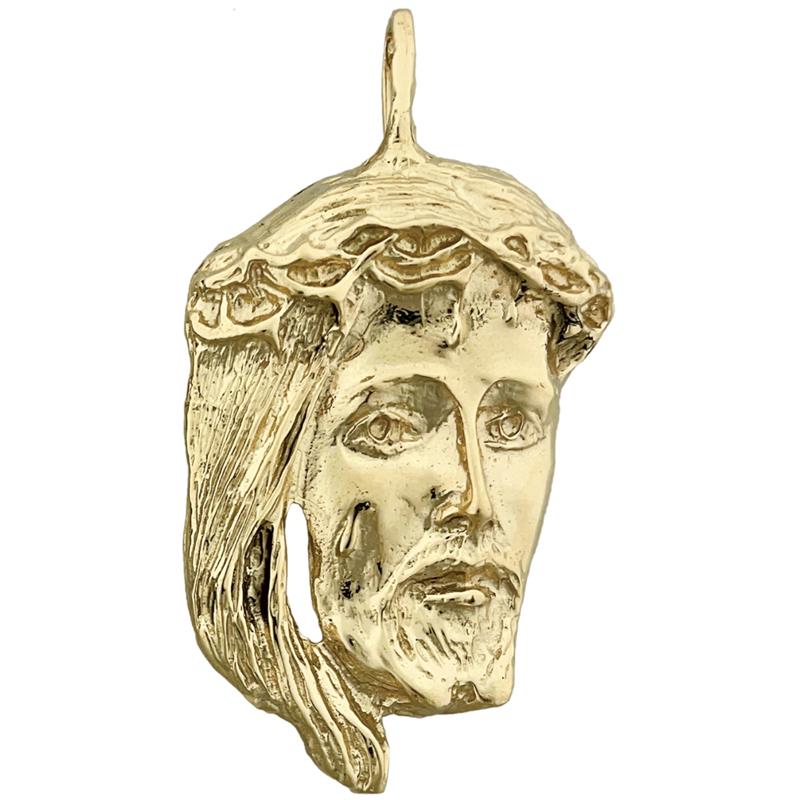 14K Gold 46MM Jesus Christ Head Pendant