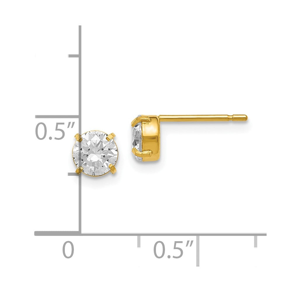 14K Yellow Gold Cz Stud 5.0mm Earrings