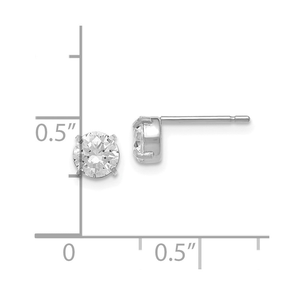 14K White Gold Cz Stud 5.0mm Earrings