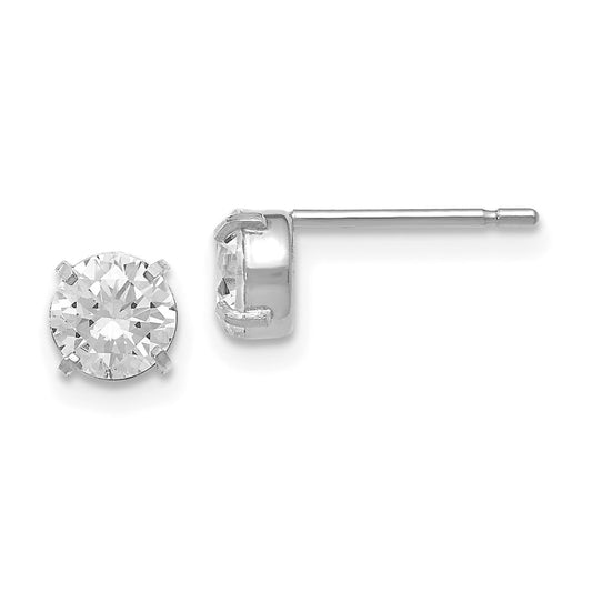 14K White Gold Cz Stud 5.0mm Earrings