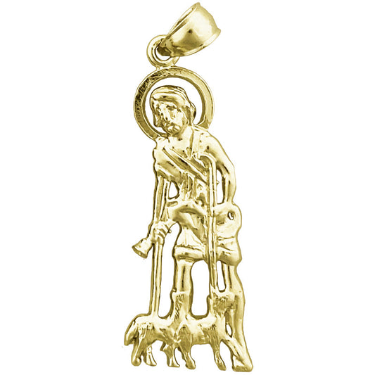 14K Gold 30MM Saint Lazarus Pendant