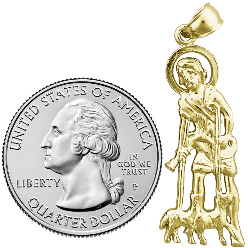 14K Gold 30MM Saint Lazarus Pendant