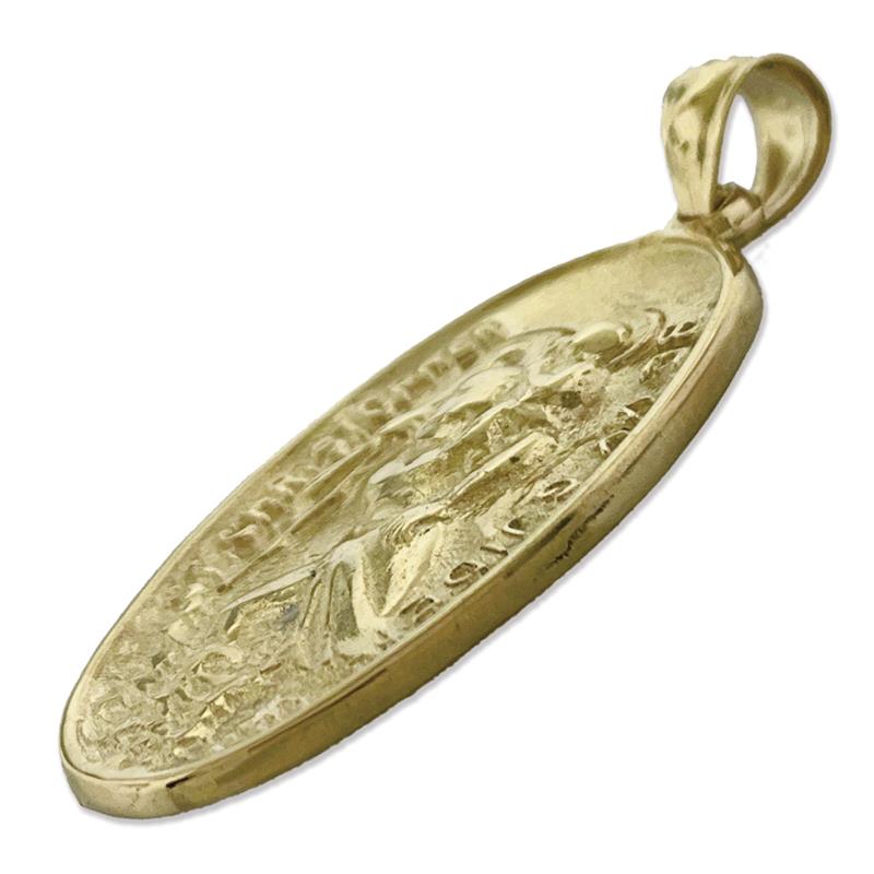 14K Gold Oval Saint Christopher Be My Guide Medallion