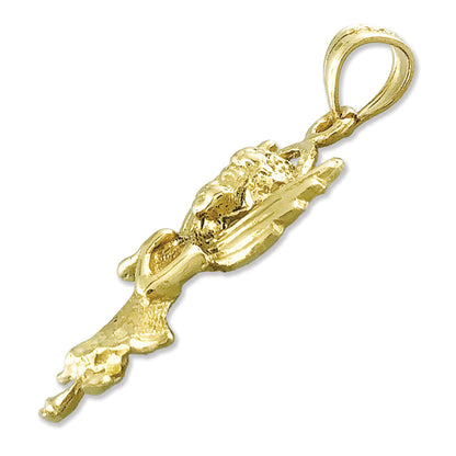 14K Gold Haloed Angel Pendant