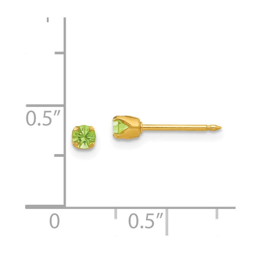 Fashion Inverness 24K Plated August Lt. Green Crystal Birthstone Earrings