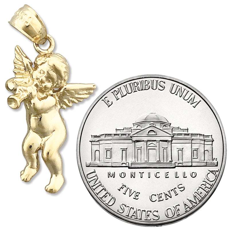 14K Gold Cherub Angel with Trumpet Charm