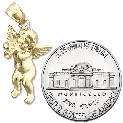 14K Gold Cherub Angel with Trumpet Charm