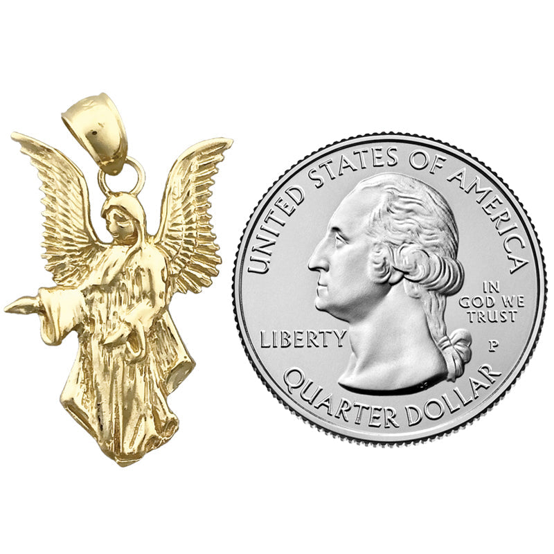 14K Gold 25MM Guardian Angel Pendant